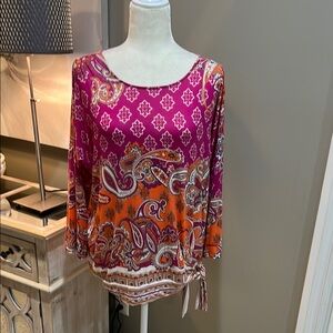 CHICO’S Bold Colored Side Tie 3/4 Sleeve - Size 2